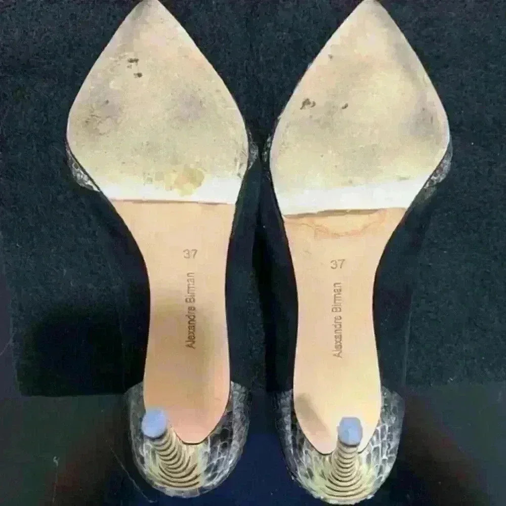 Alexandre Birman Python & Suede Pointy-Toe Pumps - Picture 11 of 11